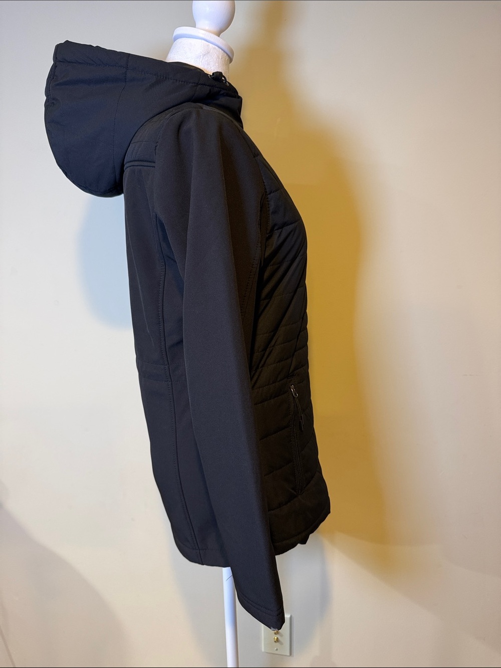 New Balance Black Quilted Hybrid Running Jacket with Hood Small - Picture 6 of 13